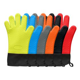 BBQ Gloves,Heat Resistant Silicone Grilling Gloves,Long Waterproof BBQ Kitchen Oven Mitts