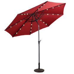 10' Patio Solar Umbrella with Crank and LED Lights