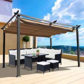 13 x 10 Ft Outdoor Patio Retractable Pergola With Canopy Sun shelter Pergola for Gardens; Terraces; Backyard