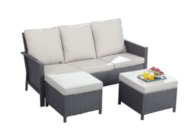 PE WICKER SECTIONAL SOFA 3S with stool storage