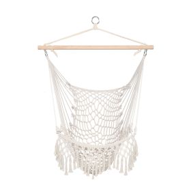 Hardwood With Cup Holder Wooden Stick Perforated 100kg Seaside Courtyard Hanging Chair